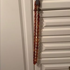 Brown tortoise chain belt with gold clasp